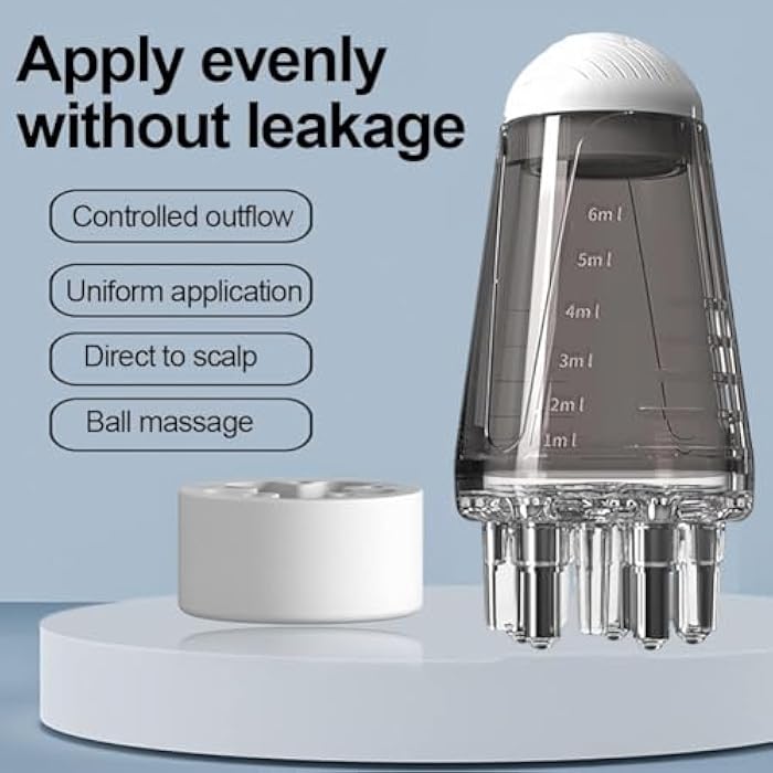 Goodern Hair Oil Applicator,Dual Application Scalp Oil Comb Applicator Hair Root Comb Bottle Bathroom Ball Hair Oil Applicator Home Essential Oil Bottle Hair Care Accessory for Various Liquids- Grey - Image 3